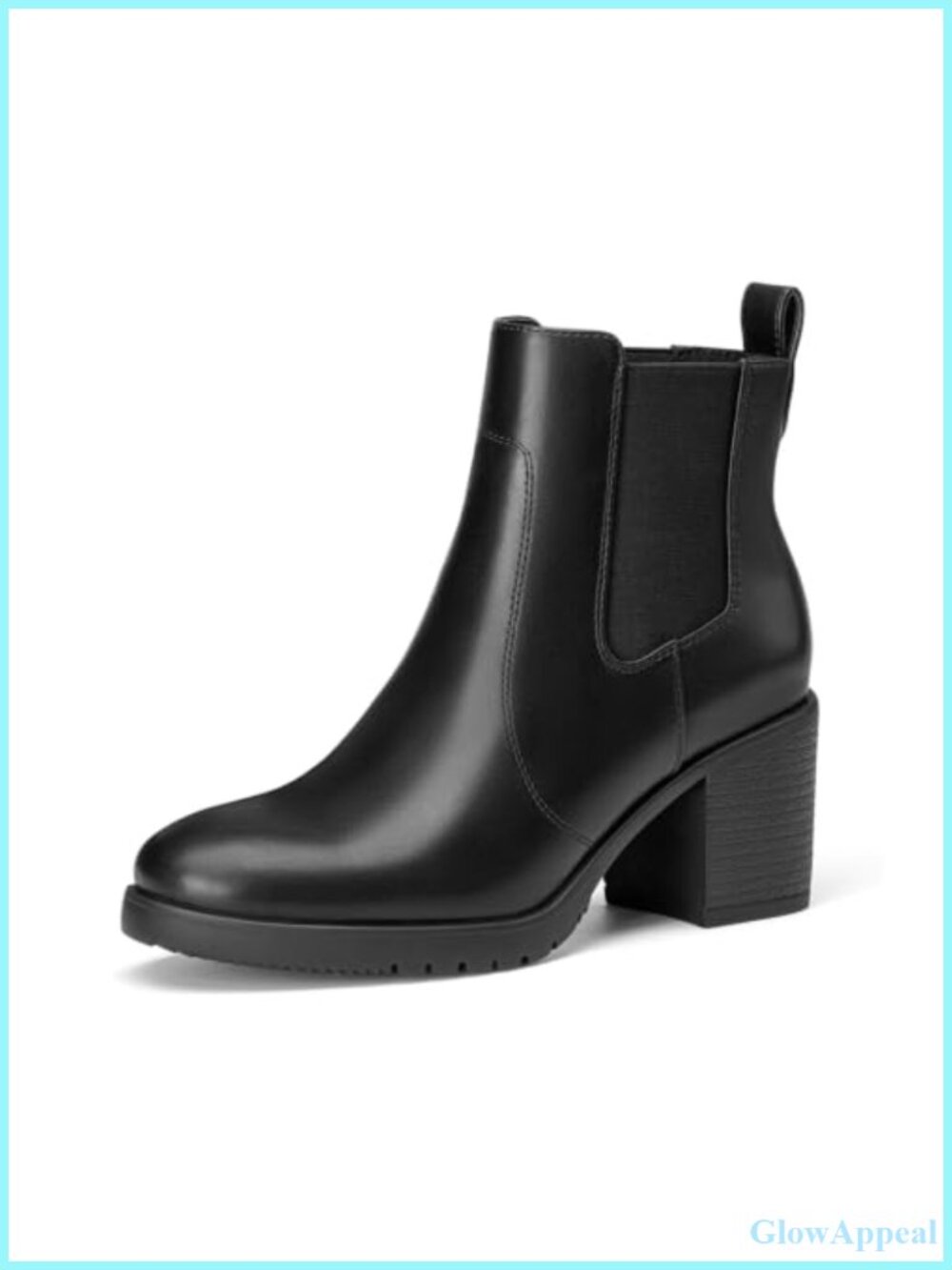 Faux Leather Chelsea Ankle Boots Slip On Block Heel